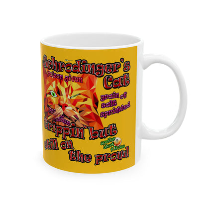 schrodinger's cat - White Mug (yellow)