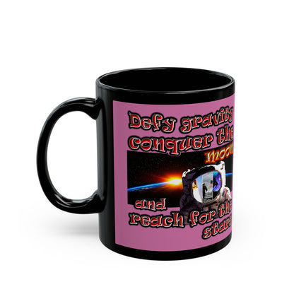 defy conquer reach - Black Mug (light pink)