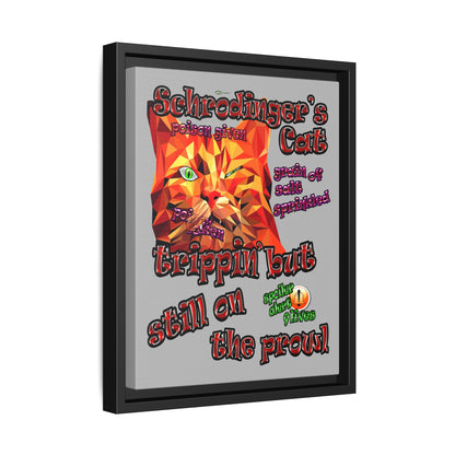 schrodinger's cat - framed canvas art (light grey)
