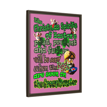 christmas spirits of boston - framed canvas art (light pink)