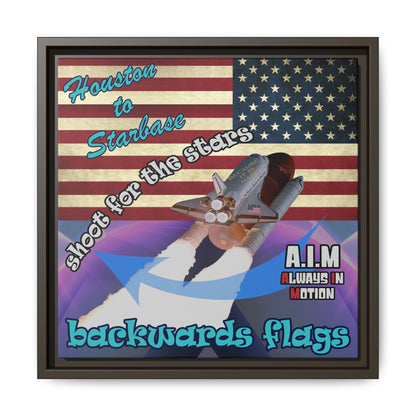 shoot for the stars - framed canvas art (grey-pink wave)