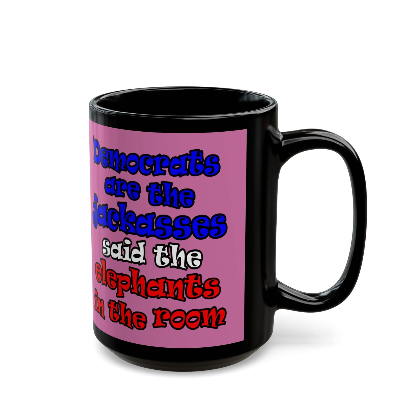 donkeys and elephants - Black Mug (light pink)