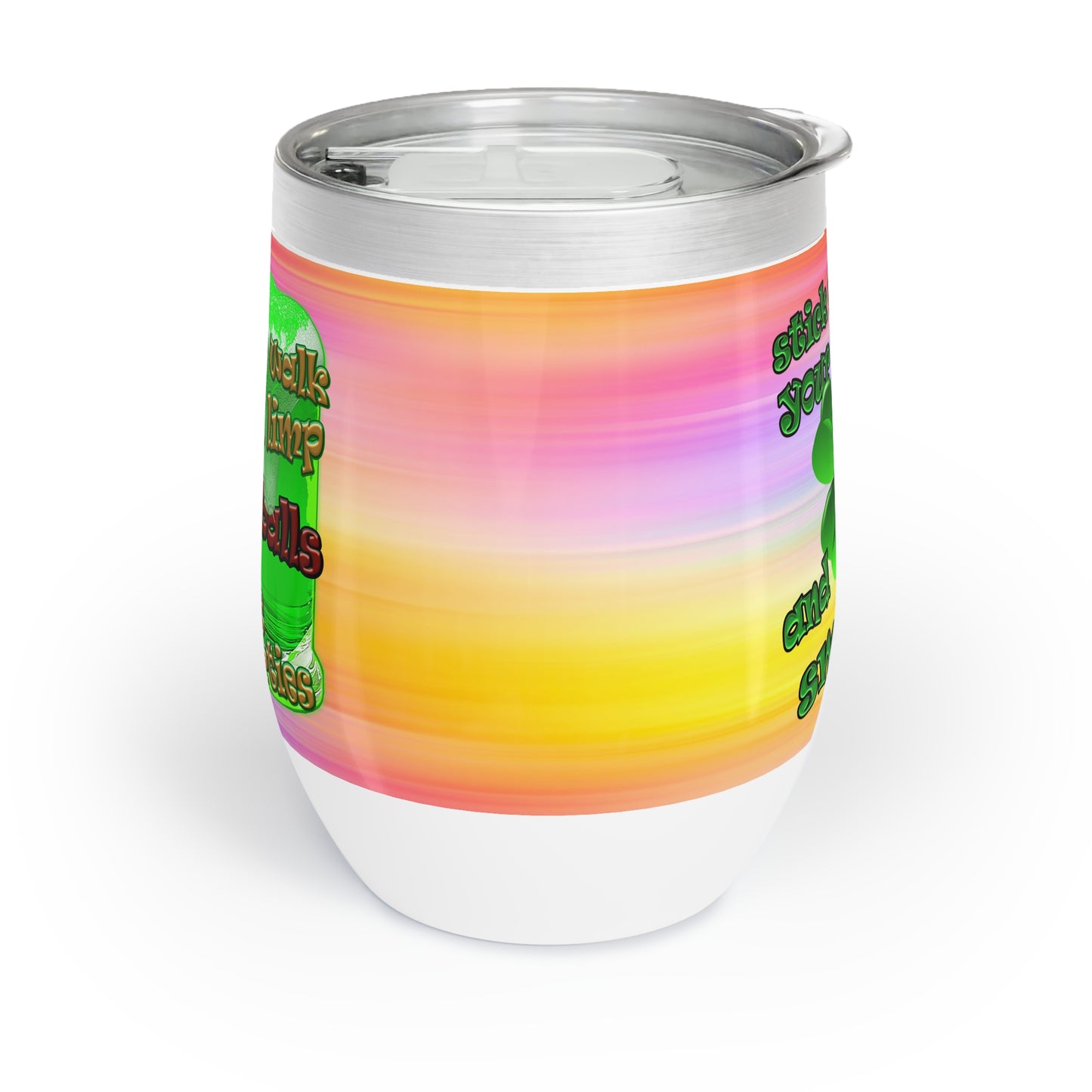celtics logo - Chill Wine Tumbler (color blur)