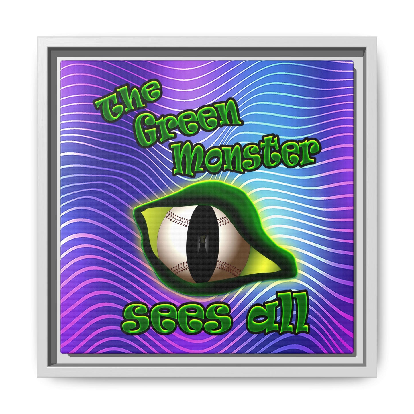 green monster - framed canvas art (purple wave)