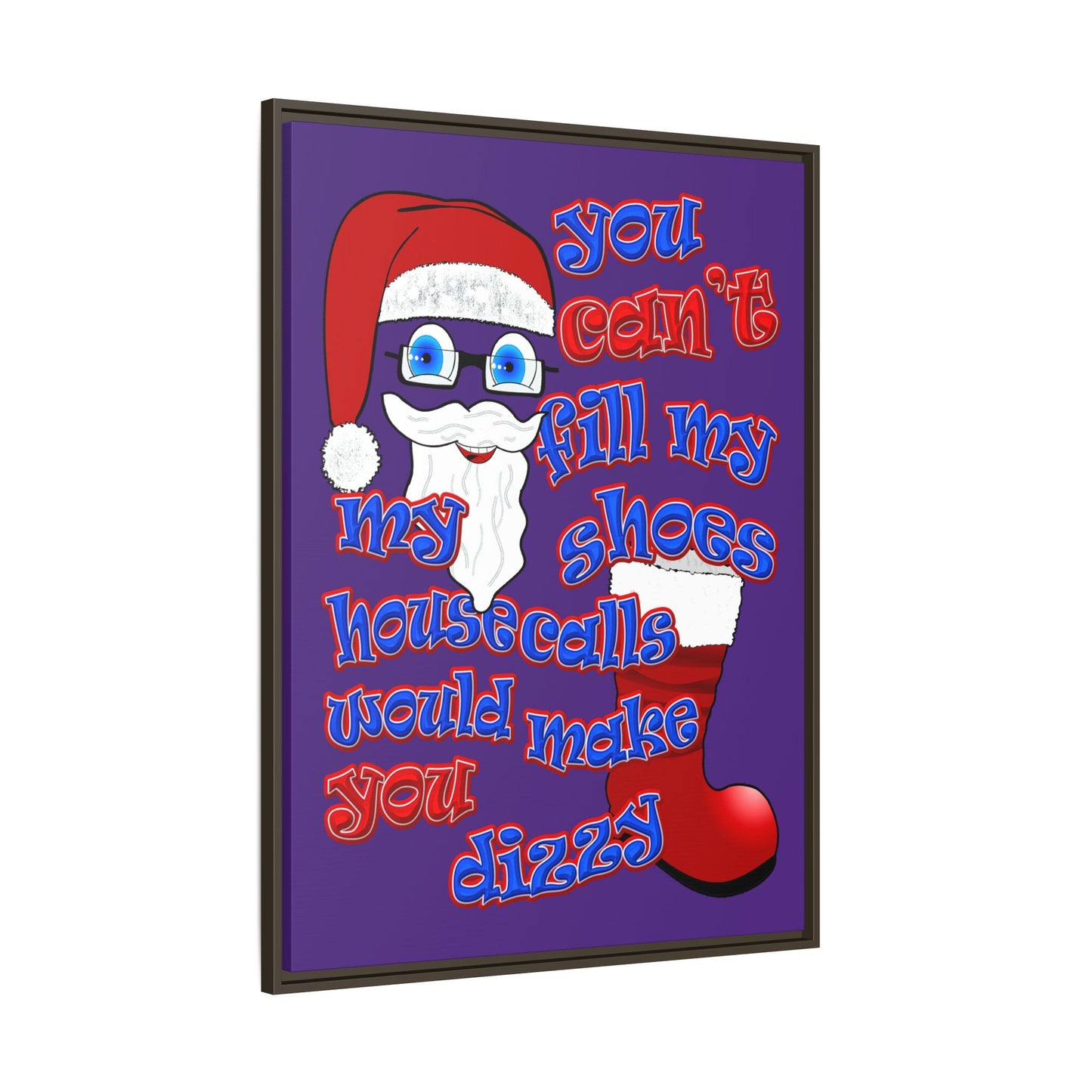 santa's shoes - framed canvas art (purple)
