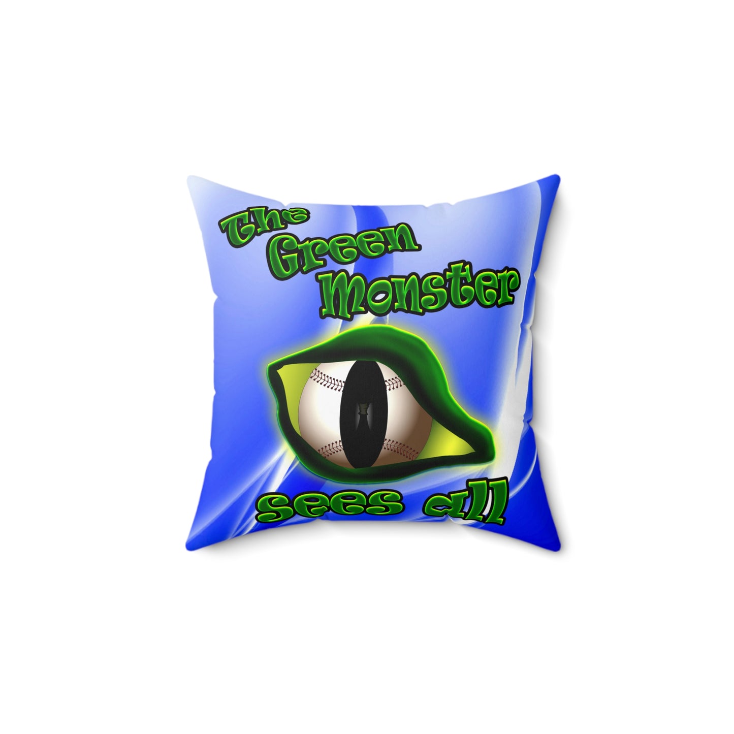 green monster - Spun Polyester Square Pillow - (blue-white wave)