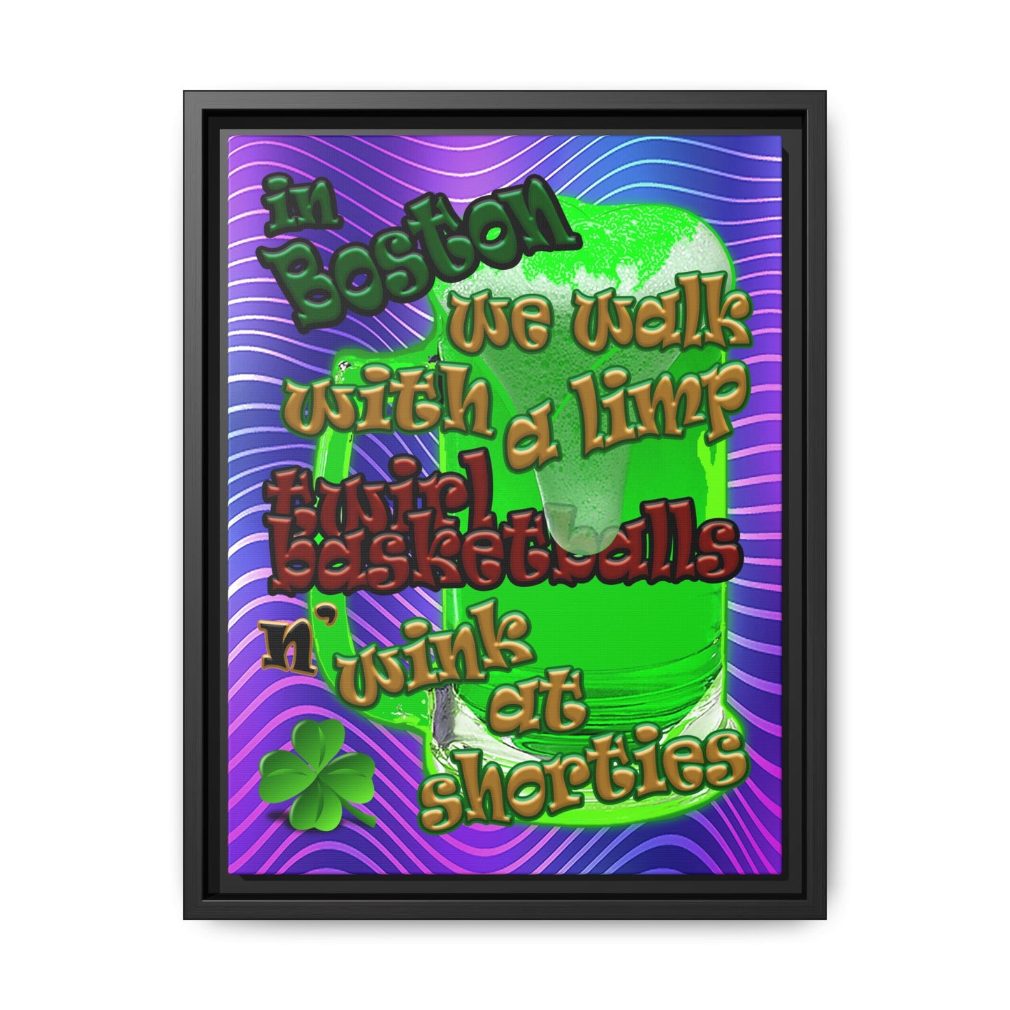 celtics logo - framed canvas art (purple wave)