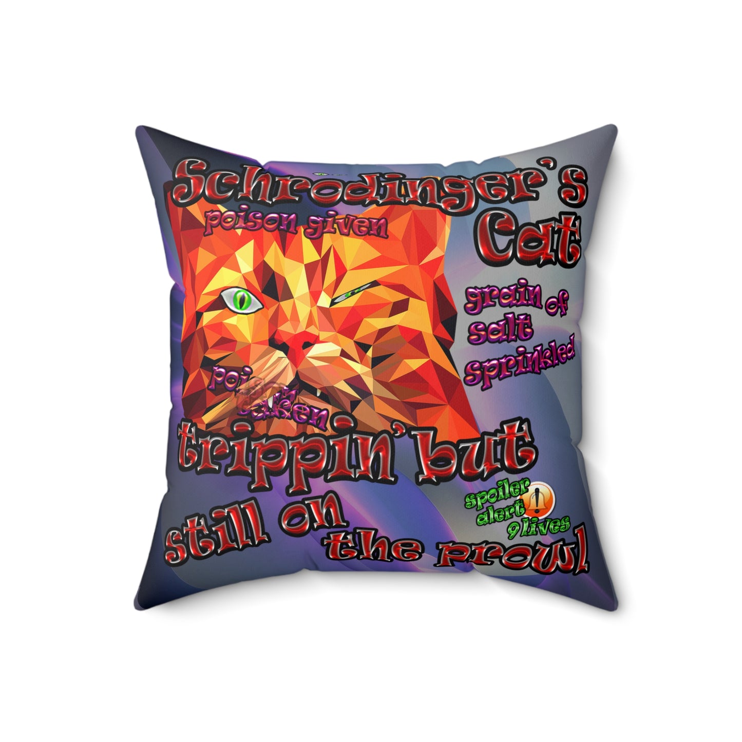 schrodinger's cat - Spun Polyester Square Pillow - (grey-pink wave)