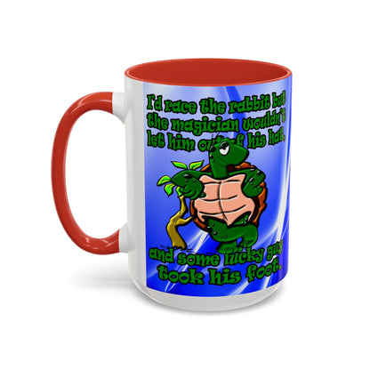 turtle race - Accent Mug (blue-white wave)