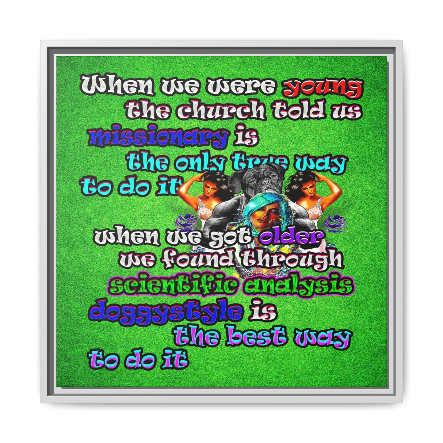 doggystyle - framed canvas art (green turf)