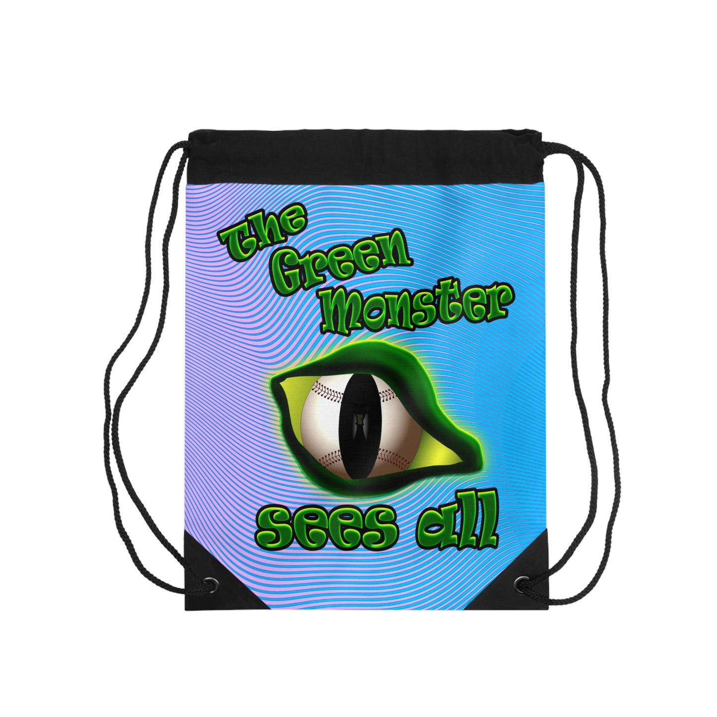 green monster - Drawstring Bag (light blue-purple wave)