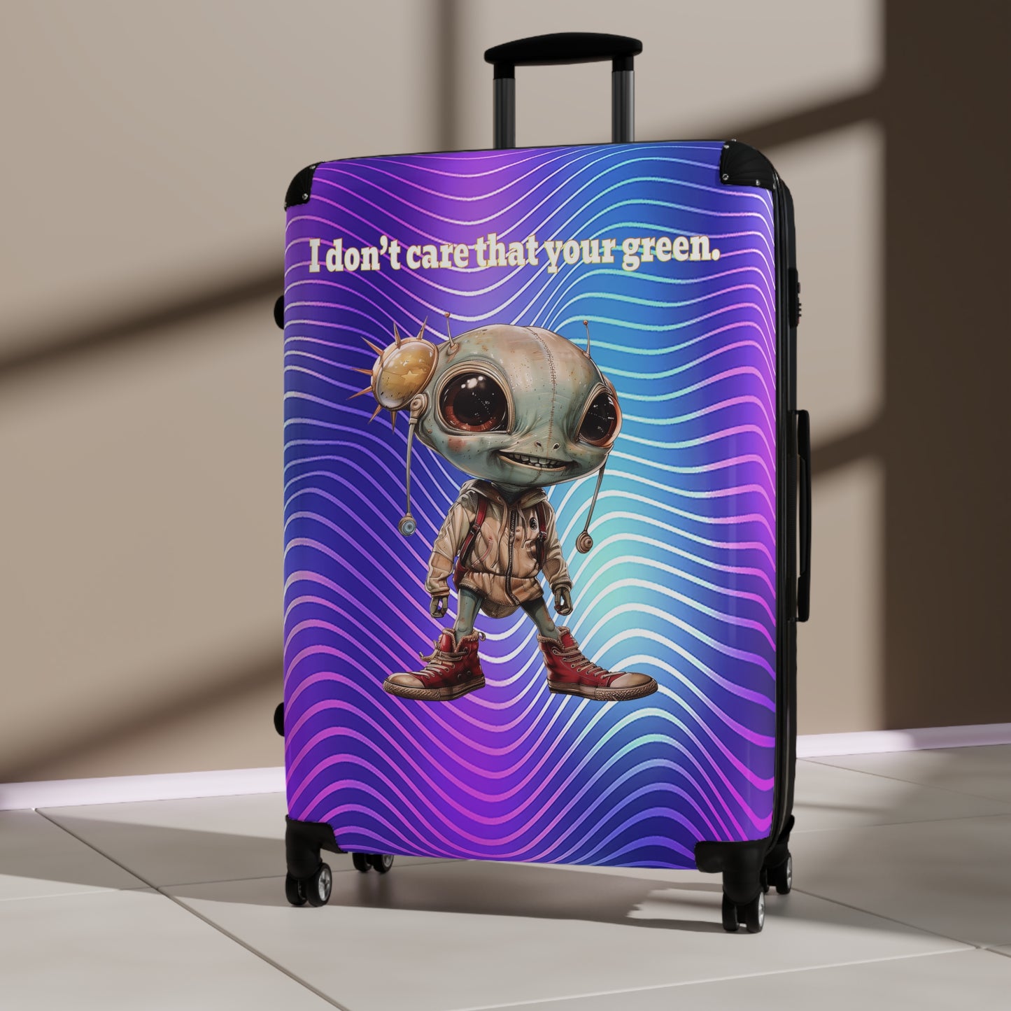 I don't care that your green - Suitcase (purple wave)