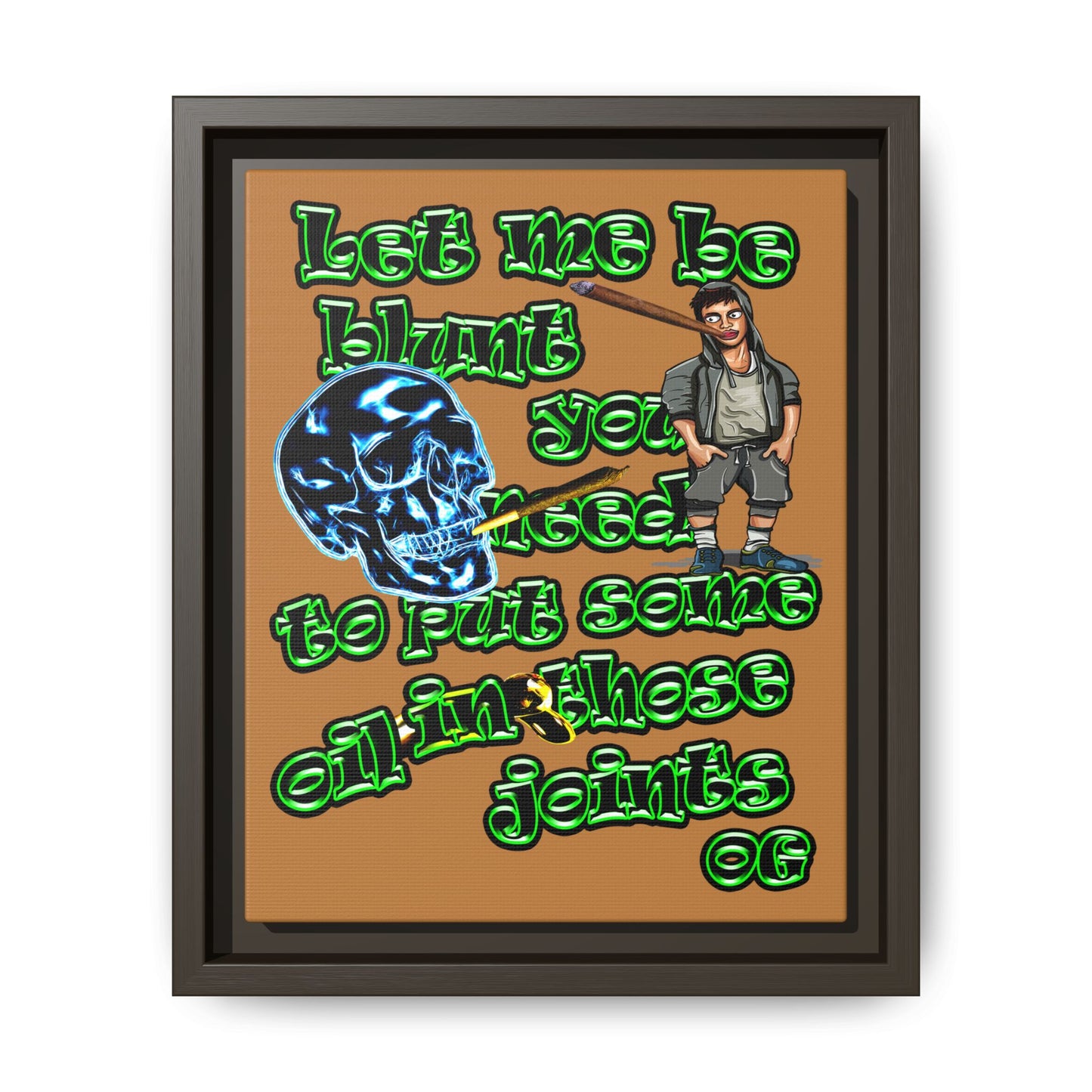 og - framed canvas art (light brown)