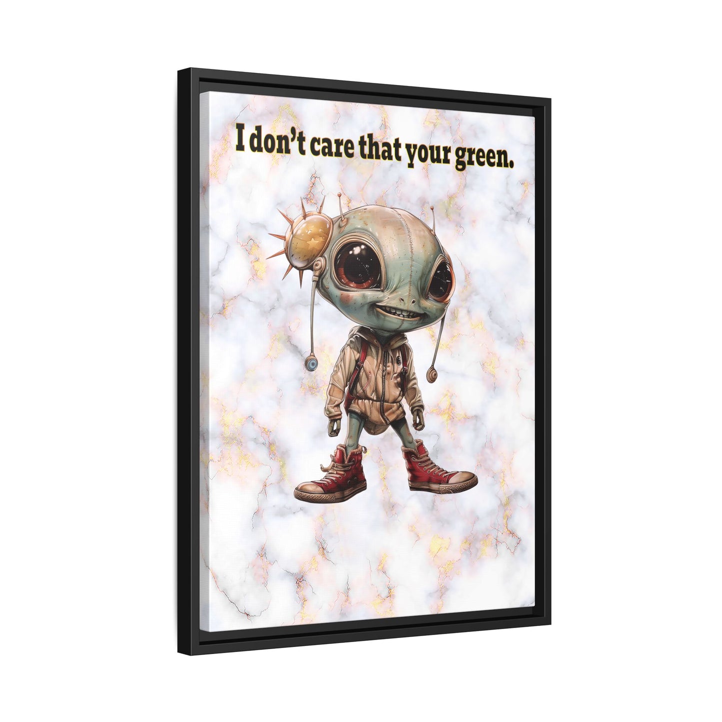 I don't care that your green - framed canvas art (white marble)