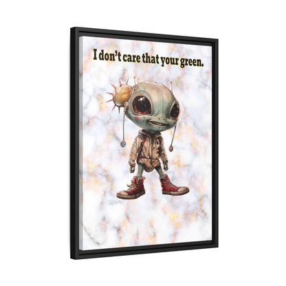 I don't care that your green - framed canvas art (white marble)