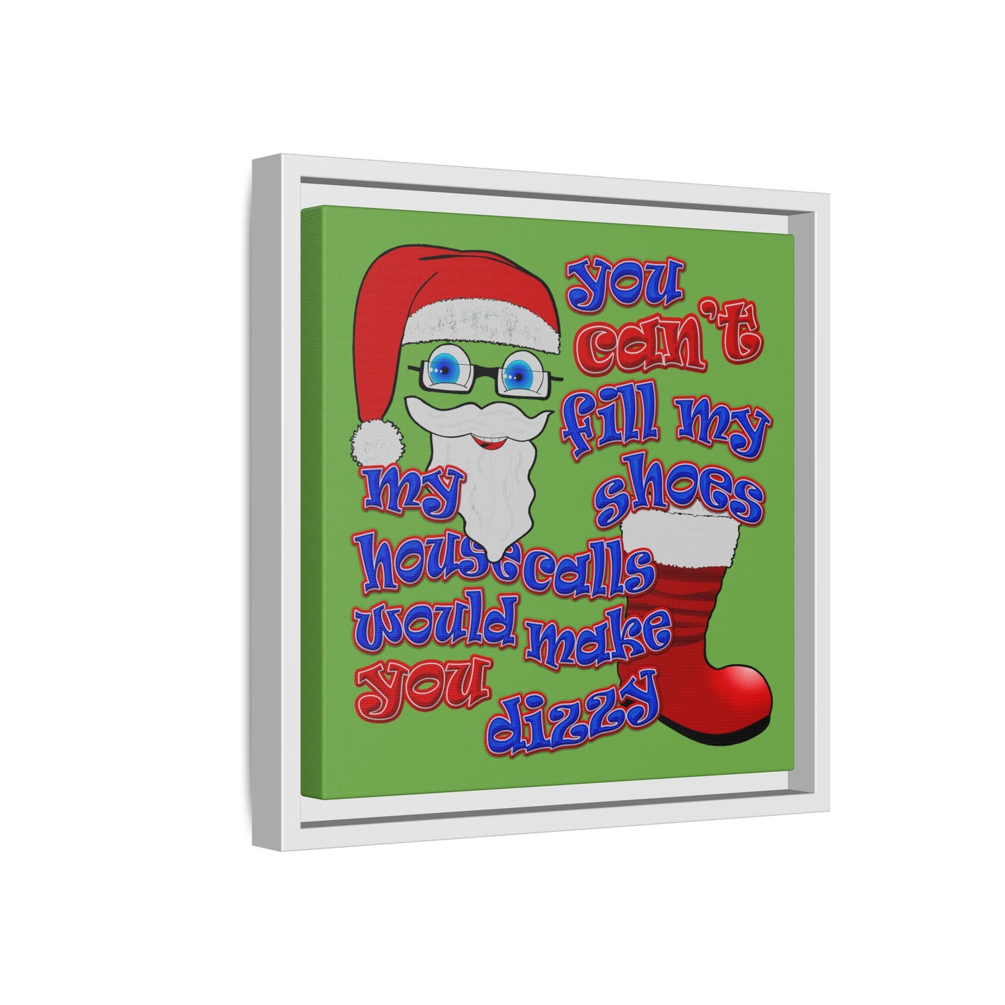 santa's shoes - framed canvas art (green)