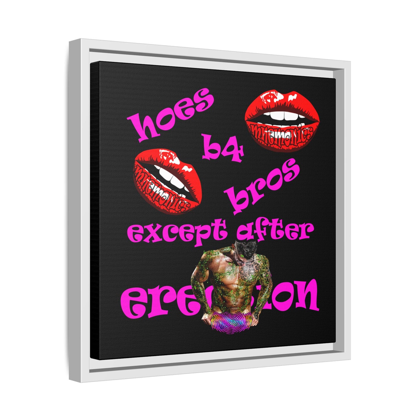 hoes b4 bros - framed canvas art (black)