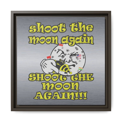 shoot the moon again - framed canvas art (brushed nickel)