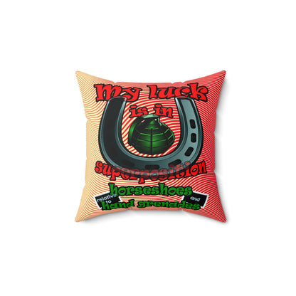 my luck - Spun Polyester Square Pillow - (yellow-orange wave)