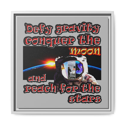 defy conquer reach - framed canvas art (light grey)