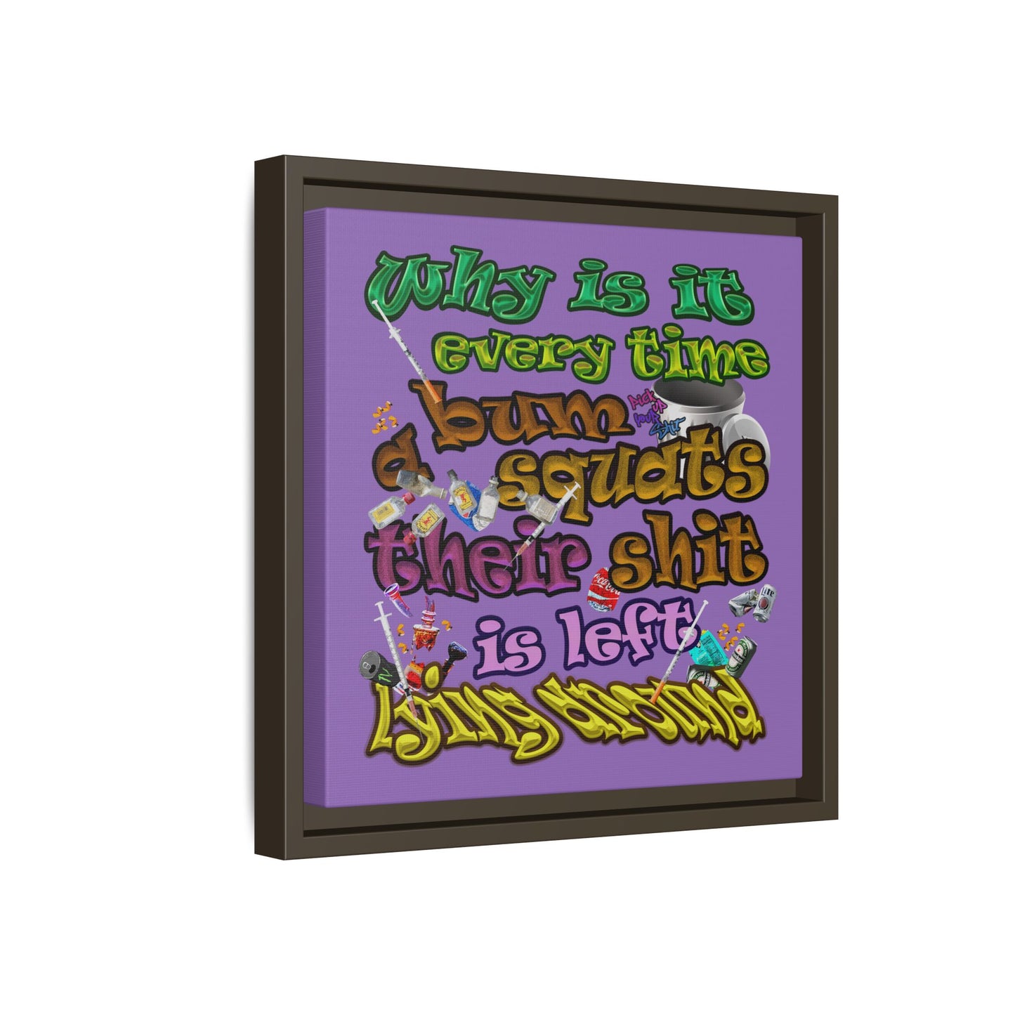 the bum's shit - framed canvas art (light purple)