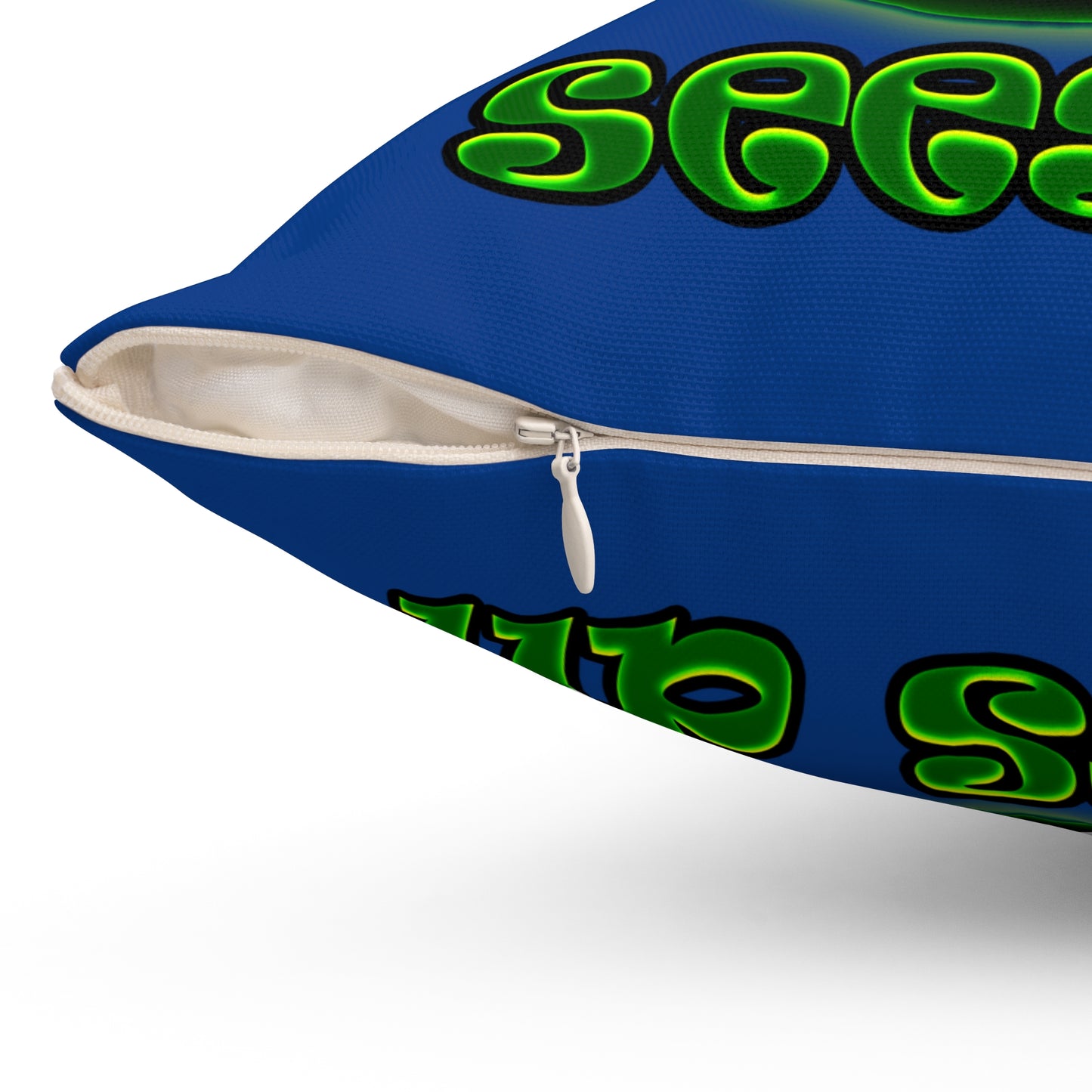 green monster - Spun Polyester Square Pillow - (dark blue)