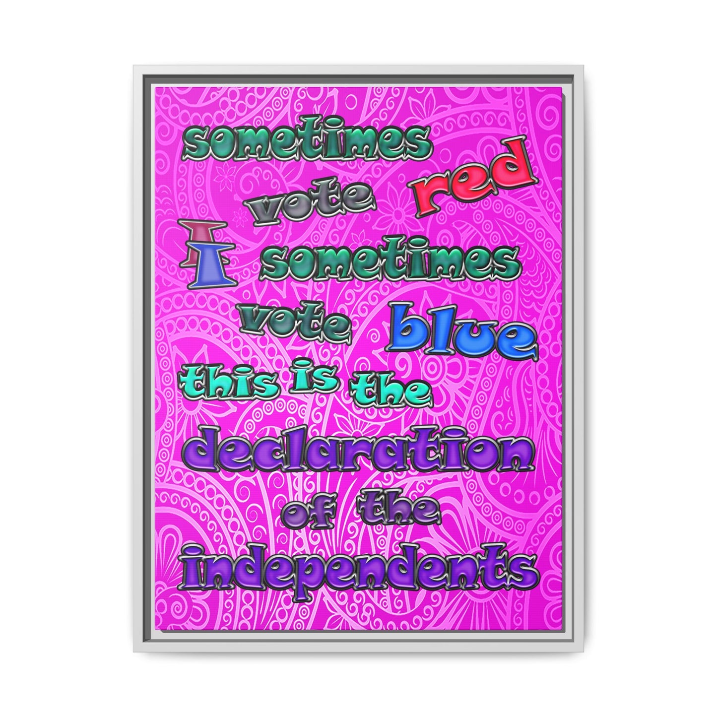 declaration of the independents - framed canvas art (pink swirl)