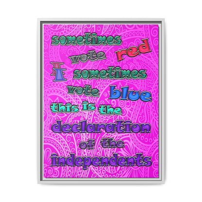 declaration of the independents - framed canvas art (pink swirl)
