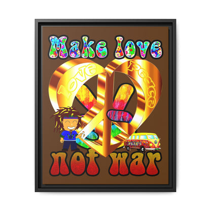 love peace - framed canvas art (brown)