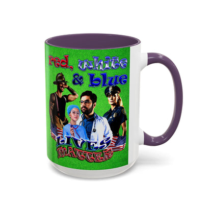 rw&b lives matter - Accent Mug (green turf)