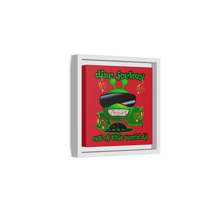 disc jockey - framed canvas art (dark red)