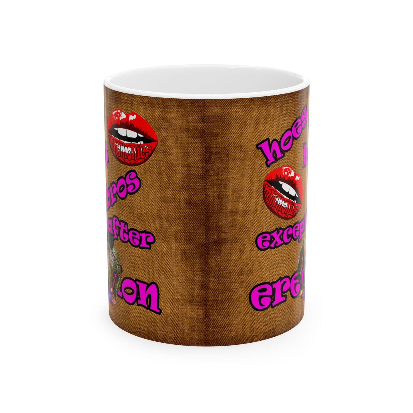 hoes b4 bros - White Mug (brown papyrus)