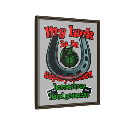 my luck - framed canvas art (light grey)