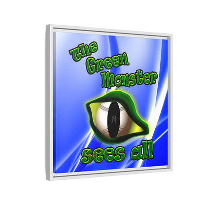 green monster - framed canvas art (blue-white wave)