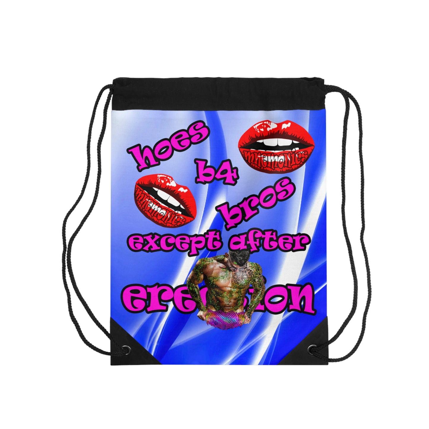hoes b4 bros - Drawstring Bag (blue-white wave)
