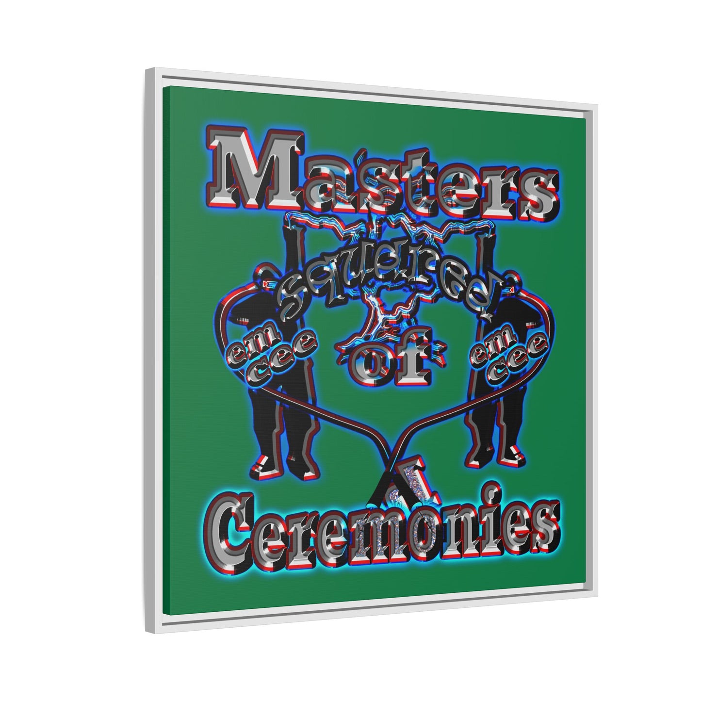 em cee squared - framed canvas art (dark green)