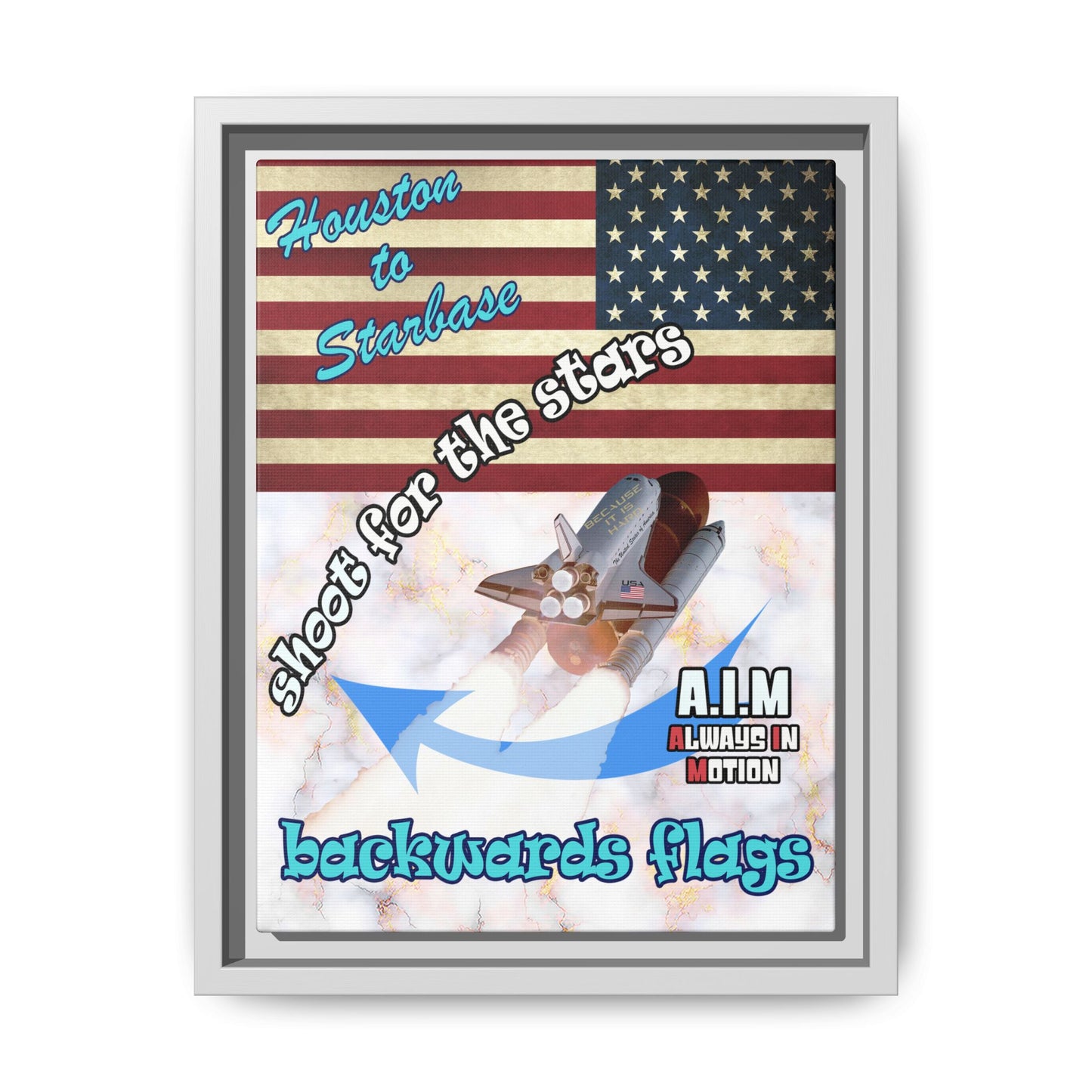 shoot for the stars - framed canvas art (white marble)