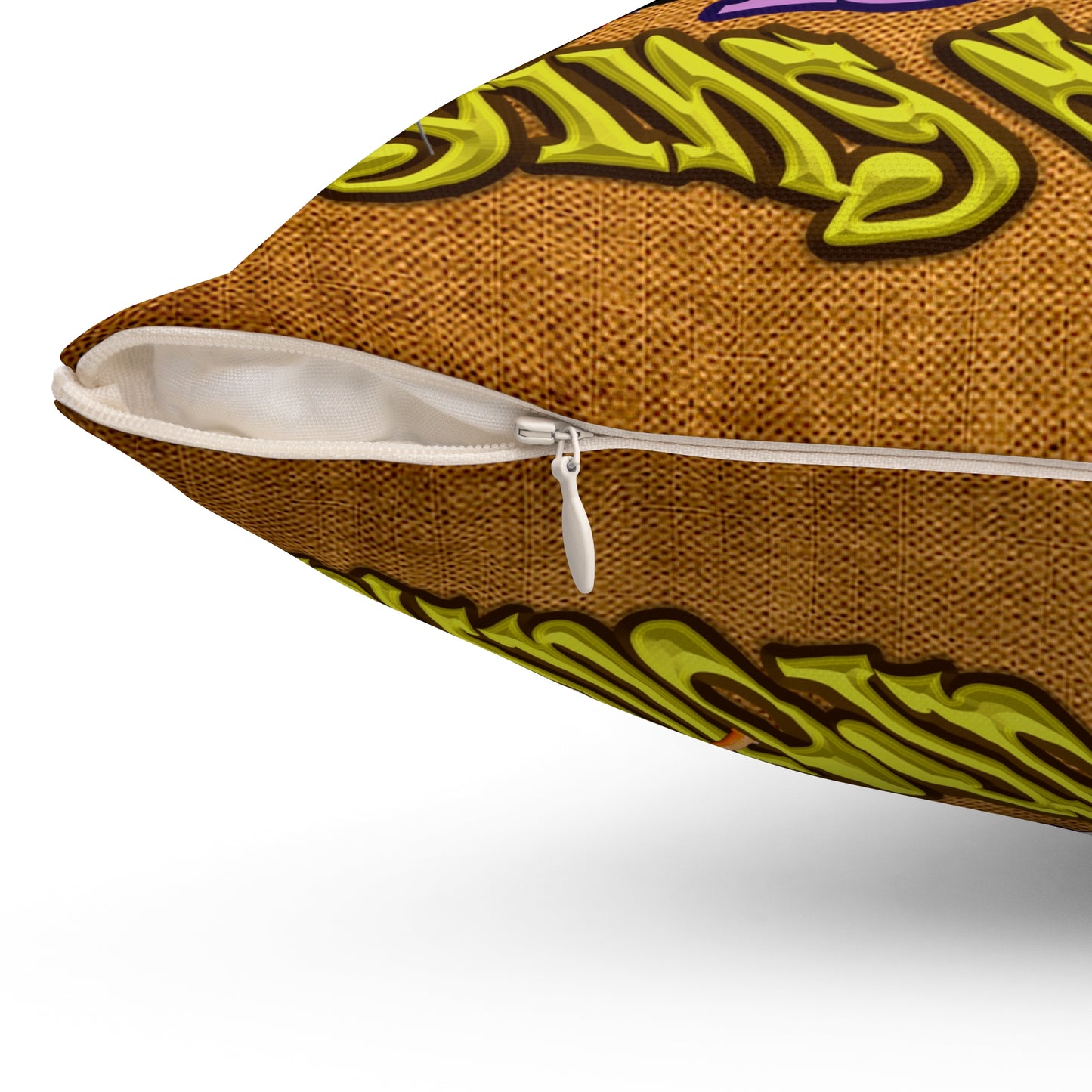 the bum's shit - Spun Polyester Square Pillow - (dichromatic brown papyrus)