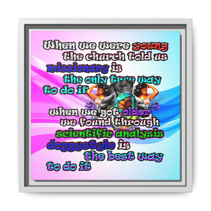 doggystyle - framed canvas art (light blue-pink wave)