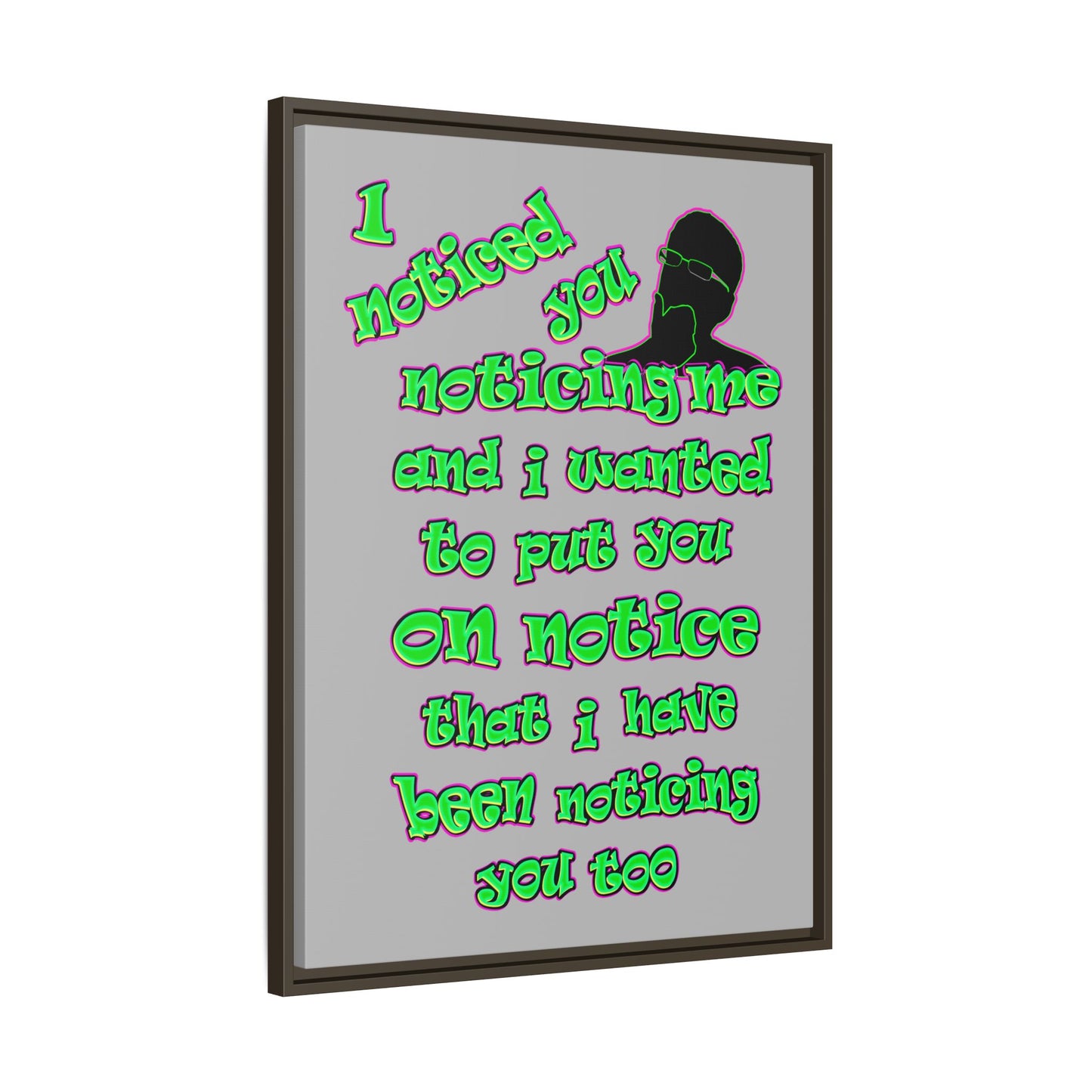 noticed you noticing - framed canvas art (light grey)