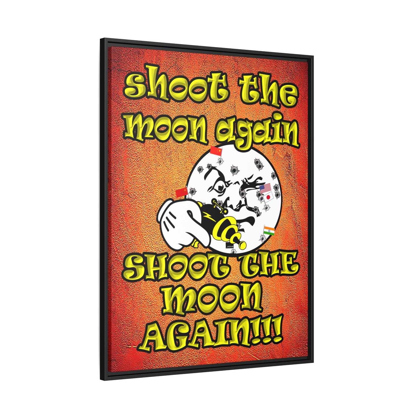 shoot the moon again - framed canvas art (burnt orange)