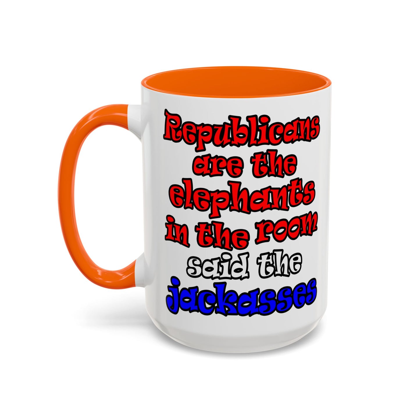 donkeys and elephants - Accent Mug (white)