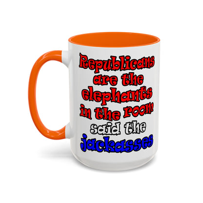 donkeys and elephants - Accent Mug (white)