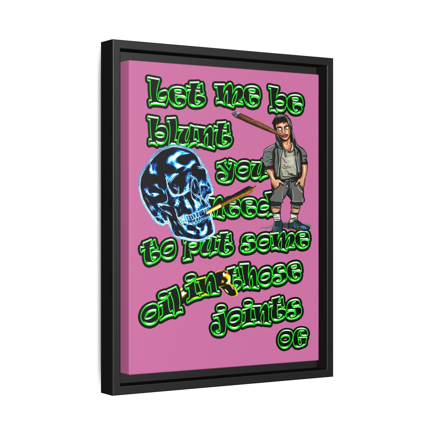 og - framed canvas art (light pink)