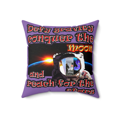 defy conquer reach - Spun Polyester Square Pillow - (light purple)