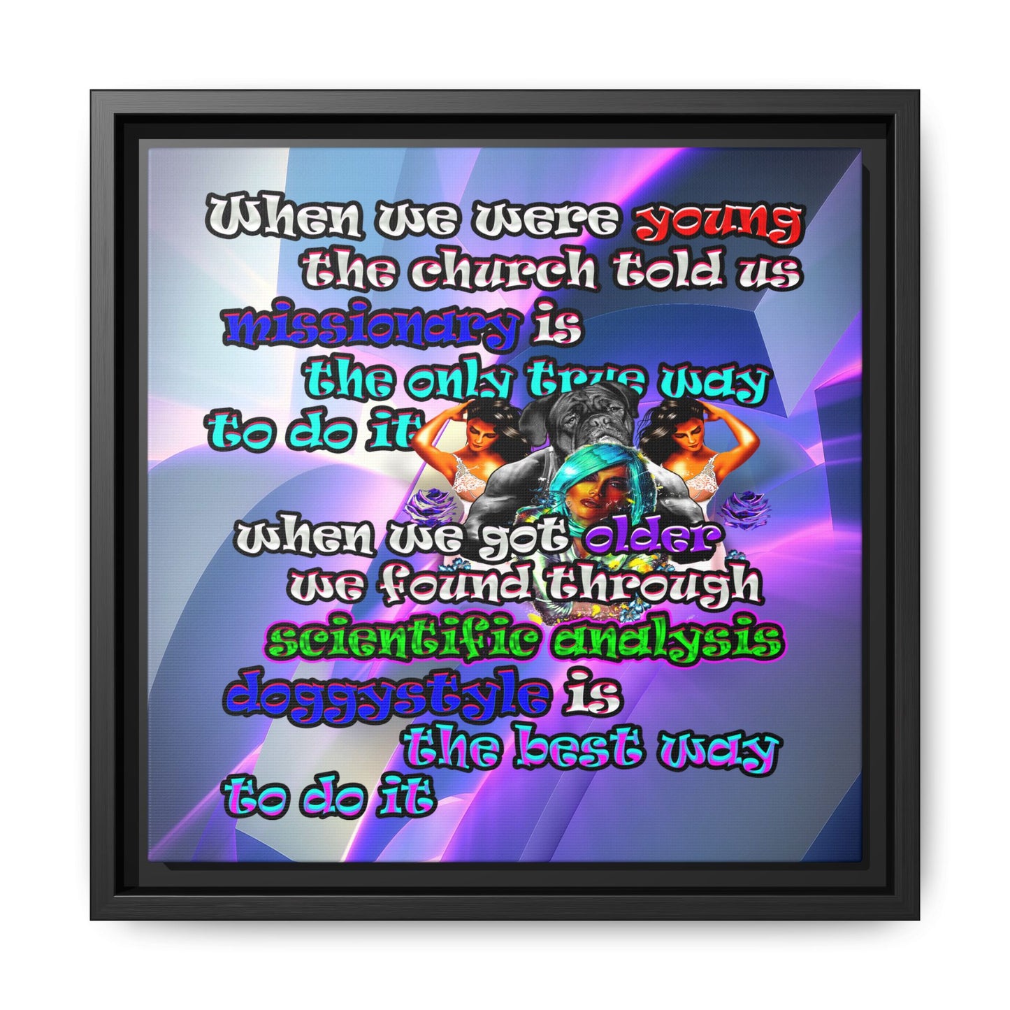 doggystyle - framed canvas art (grey-pink wave)