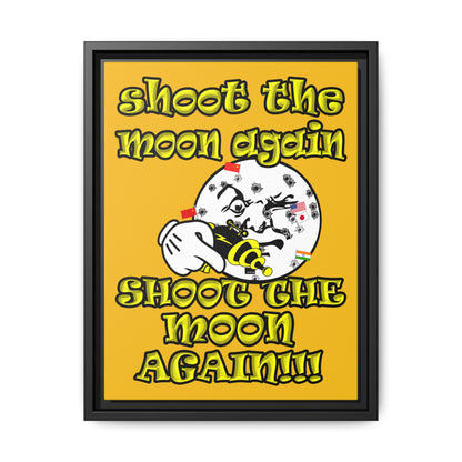 shoot the moon again - framed canvas art (yellow)