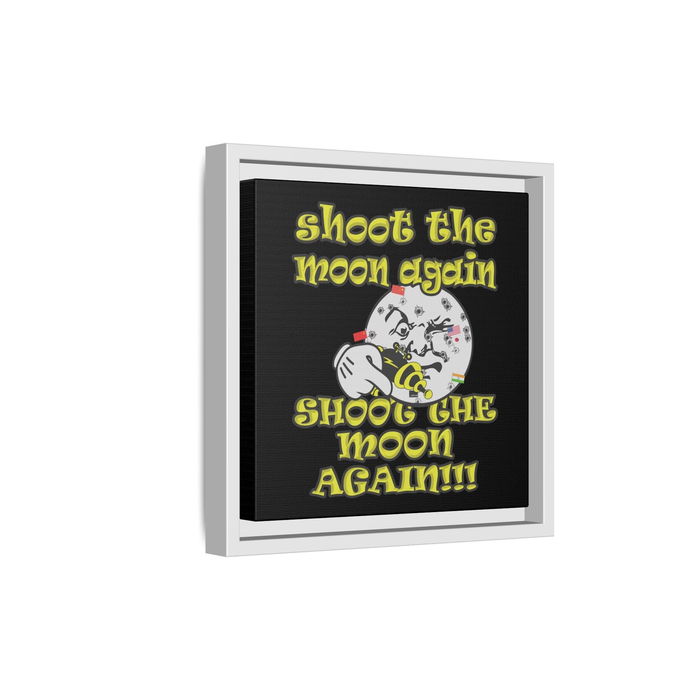 shoot the moon again - framed canvas art (black)