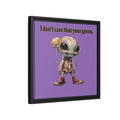 I don't care that your green - framed canvas art (light purple)