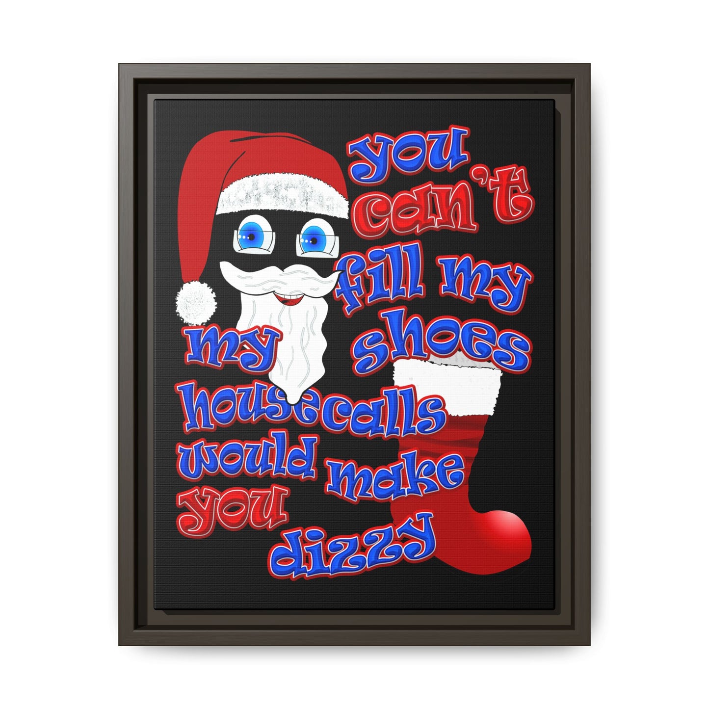 santa's shoes - framed canvas art (black)
